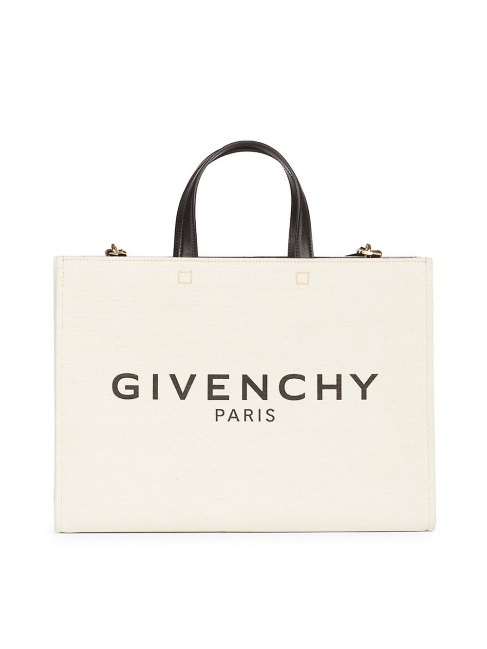 Givenchy Cream Canvas Tote with Dark Brown Handles and Logo